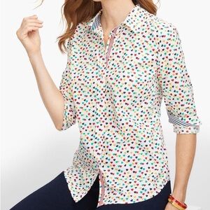 Talbot’s CLASSIC COTTON SHIRT - DITSY HEARTS NWT